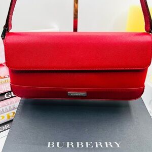 Burberry Red Baguette Shoulder Bag